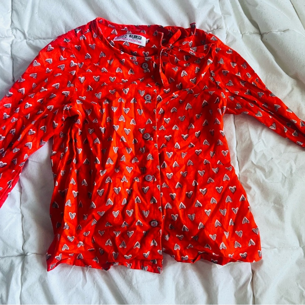 Red Heart Pattern Kids Shirt